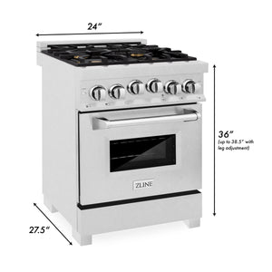 ZLINE 24" 2.8 cu. ft. Gas Oven and Gas Cooktop Range with Griddle and Brass Burners in Fingerprint Resistant Stainless Steel (RGS-SN-BR-GR-24)