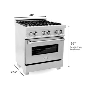 ZLINE 30" 4.0 cu. ft. Electric Oven and Gas Cooktop Dual Fuel Range with Griddle in Fingerprint Resistant Stainless (RAS-SN-GR-30)