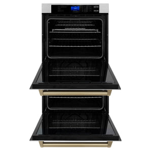 ZLINE 30" Autograph Edition Double Wall Oven with Self Clean and True Convection in Stainless Steel, Champagne Bronze