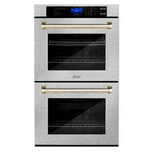 ZLINE 30" Autograph Edition Double Wall Oven with Self Clean and True Convection in Fingerprint Resistant Stainless Steel and Gold (AWDSZ-30-G)