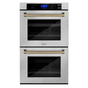 ZLINE 30" Autograph Edition Double Wall Oven with Self Clean and True Convection in Stainless Steel, Champagne Bronze