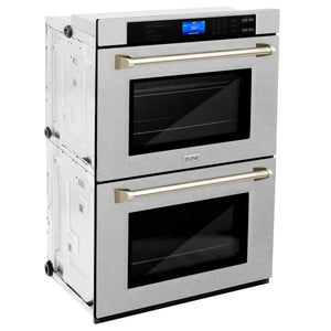 ZLINE 30" Autograph Edition Double Wall Oven with Self Clean and True Convection in Fingerprint Resistant Stainless Steel and Gold (AWDSZ-30-G)