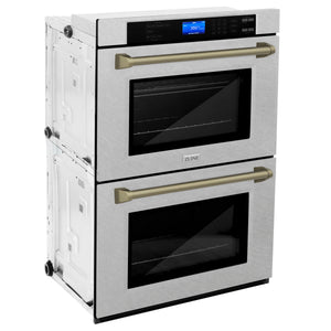 ZLINE 30" Autograph Edition Double Wall Oven with Self Clean and True Convection in Stainless Steel, Champagne Bronze