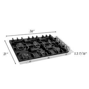 ZLINE 36" Dropin Gas Stovetop with 6 Gas Burners and Black Porcelain Top (RC36-PBT)