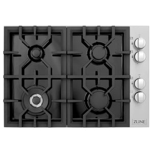 ZLINE 30" Dropin Gas Stovetop with 4 Gas Burners and Black Porcelain Top (RC30-PBT)