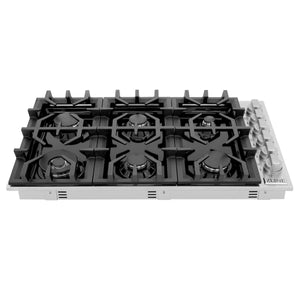 ZLINE 36" Dropin Gas Stovetop with 6 Gas Burners and Black Porcelain Top (RC36-PBT)