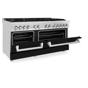 ZLINE 60" 7.4 cu. ft. Dual Fuel Range with Gas Stove and Electric Oven in Stainless Steel and Black Matte Door (RA-BLM-60)