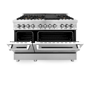 ZLINE 48" 6.0 cu. ft. Dual Fuel Range with Gas Stove and Electric Oven in Stainless Steel with Brass Burners (RA-BR-48)