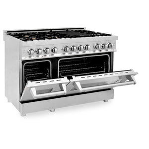 ZLINE 48" 6.0 cu. ft. Dual Fuel Range with Gas Stove and Electric Oven in Stainless Steel with Brass Burners (RA-BR-48)