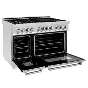 ZLINE 48" 6.0 cu. ft. Dual Fuel Range with Gas Stove and Electric Oven in Stainless Steel with Brass Burners (RA-BR-48)