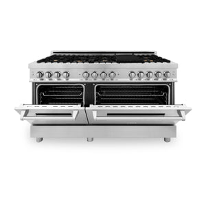 ZLINE 60" 7.4 cu. ft. Dual Fuel Range with Gas Stove and Electric Oven in Stainless Steel with Brass Burners (RA-BR-60)