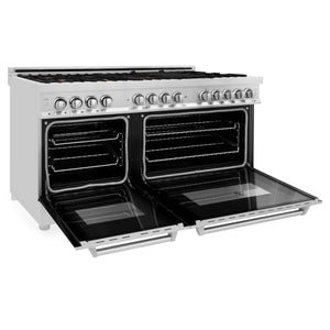 ZLINE 60" 7.4 cu. ft. Dual Fuel Range with Gas Stove and Electric Oven in Stainless Steel with Brass Burners (RA-BR-60)