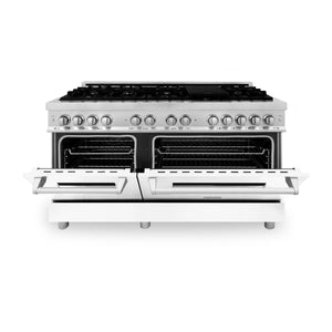 ZLINE 60" 7.4 cu. ft. Dual Fuel Range with Gas Stove and Electric Oven in Stainless Steel and White Matte Door (RA-WM-60)