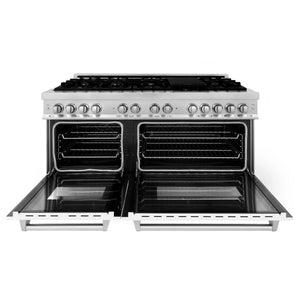 ZLINE 60" 7.4 cu. ft. Dual Fuel Range with Gas Stove and Electric Oven in Stainless Steel and White Matte Door (RA-WM-60)