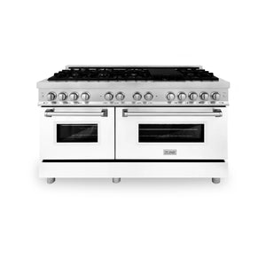 ZLINE 60" 7.4 cu. ft. Dual Fuel Range with Gas Stove and Electric Oven in Stainless Steel and White Matte Door (RA-WM-60)