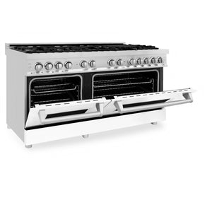 ZLINE 60" 7.4 cu. ft. Dual Fuel Range with Gas Stove and Electric Oven in Stainless Steel and White Matte Door (RA-WM-60)