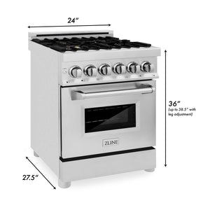 ZLINE 24" 2.8 cu. ft. Electric Oven and Gas Cooktop Dual Fuel Range with Griddle and Brass Burners in Stainless Steel (RA-BR-GR-24)