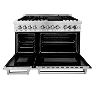 ZLINE 48" 6.0 cu. ft. Electric Oven and Gas Cooktop Dual Fuel Range with Griddle in Fingerprint Resistant Stainless (RAS-SN-GR-48)