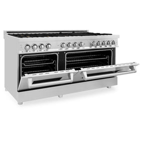 ZLINE 60" 7.4 cu. ft. Dual Fuel Range with Gas Stove and Electric Oven in Stainless Steel with Brass Burners (RA-BR-60)