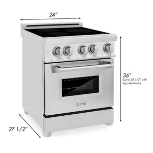 ZLINE 24" 2.8 cu. ft. Induction Range with a 3 Element Stove and Electric Oven in Stainless Steel (RAIND-24)