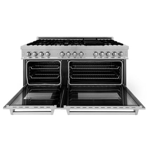 ZLINE 60" 7.4 cu. ft. Electric Oven, Gas Cooktop Dual Fuel Range, Griddle, Brass Burners in Fingerprint Resistant Stainless