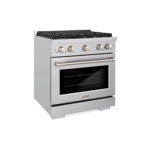 ZLINE 30 in. 4.2 cu. ft. 4 Burner Gas Range with Convection Gas Oven in Stainless Steel (SGR30)