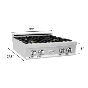 ZLINE 30" Porcelain Gas Stovetop with 4 Gas Brass Burners and Griddle (RT-BR-GR-30)