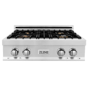 ZLINE 30" Porcelain Gas Stovetop with 4 Gas Brass Burners and Griddle (RT-BR-GR-30)