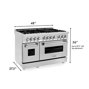 ZLINE 48" 6.0 cu. ft. Electric Oven and Gas Cooktop Dual Fuel Range with Griddle in Fingerprint Resistant Stainless (RAS-SN-GR-48)