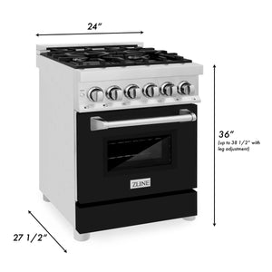 ZLINE 24" 2.8 cu. ft. Dual Fuel Range with Gas Stove and Electric Oven in Stainless Steel and Black Matte Door (RA-BLM-24)