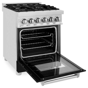 ZLINE 24" 2.8 cu. ft. Dual Fuel Range with Gas Stove and Electric Oven in Stainless Steel and Black Matte Door (RA-BLM-24)