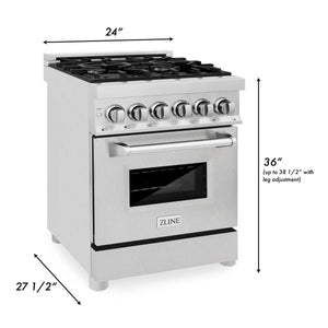 ZLINE 24" 2.8 cu. ft. Dual Fuel Range with Gas Stove and Electric Oven in Fingerprint Resistant Stainless Steel (RA-SN-24)