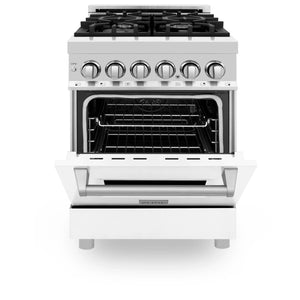 ZLINE 24" 2.8 cu. ft. Dual Fuel Range with Gas Stove and Electric Oven in Stainless Steel and White Matte Door (RA-WM-24)