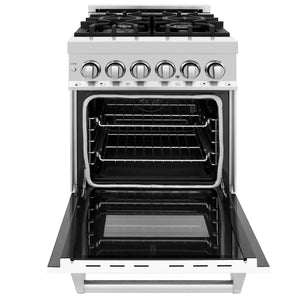 ZLINE 24" 2.8 cu. ft. Dual Fuel Range with Gas Stove and Electric Oven in Stainless Steel and White Matte Door (RA-WM-24)