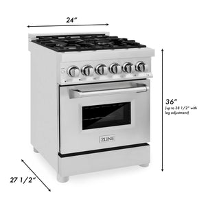 ZLINE 24" 2.8 cu. ft. Dual Fuel Range with Gas Stove and Electric Oven in Stainless Steel (RA24)