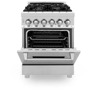 ZLINE 24" 2.8 cu. ft. Dual Fuel Range with Gas Stove and Electric Oven in Stainless Steel (RA24)