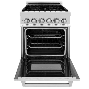 ZLINE 24" 2.8 cu. ft. Electric Oven and Gas Cooktop Dual Fuel Range with Griddle and Brass Burners in Stainless Steel (RA-BR-GR-24)