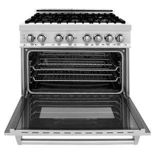 ZLINE 36" 4.6 cu. ft. Electric Oven and Gas Cooktop Dual Fuel Range with Griddle in Stainless Steel (RA-GR-36)