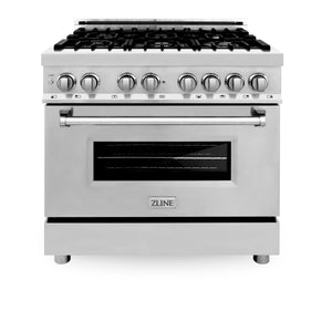 ZLINE 36" 4.6 cu. ft. Electric Oven and Gas Cooktop Dual Fuel Range with Griddle in Stainless Steel (RA-GR-36)