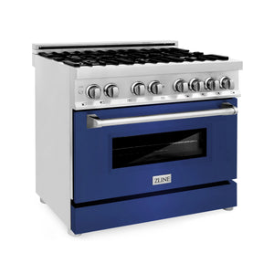 ZLINE 36" Dual Fuel Range with Gas Stove and Electric Oven in Stainless Steel with Color Door Options (RA36)