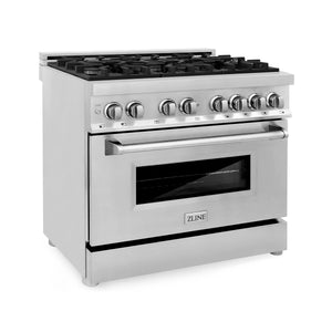 ZLINE 36" 4.6 cu. ft. Dual Fuel Range with Gas Stove and Electric Oven in Stainless Steel (RA36)