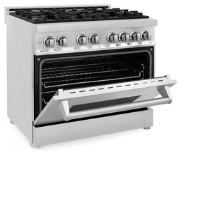 ZLINE 36" 4.6 cu. ft. Dual Fuel Range with Gas Stove and Electric Oven in Stainless Steel (RA36)