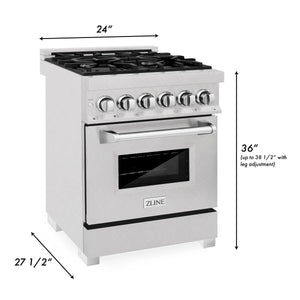 ZLINE 24" 2.8 cu. ft. Electric Oven and Gas Cooktop Dual Fuel Range with Griddle in Fingerprint Resistant Stainless (RAS-SN-GR-24)