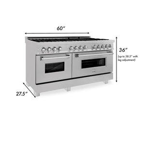 ZLINE 60" 7.4 cu. ft. Electric Oven and Gas Cooktop Dual Fuel Range with Griddle in Fingerprint Resistant Stainless (RAS-SN-GR-60)