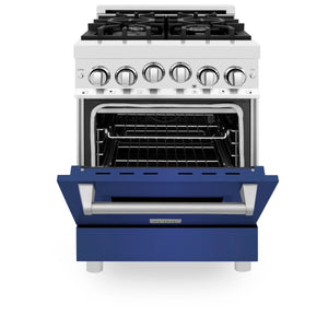 ZLINE 24" 2.8 cu. ft. Range with Gas Stove and Gas Oven in Stainless Steel and Blue Matte Door (RG-BM-24)