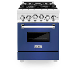 ZLINE 24" 2.8 cu. ft. Range with Gas Stove and Gas Oven in Stainless Steel and Blue Matte Door (RG-BM-24)