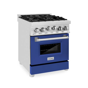 ZLINE 24" 2.8 cu. ft. Range with Gas Stove and Gas Oven in Stainless Steel and Blue Matte Door (RG-BM-24)