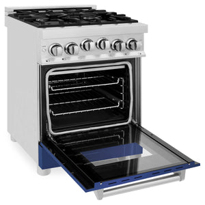 ZLINE 24" 2.8 cu. ft. Range with Gas Stove and Gas Oven in Stainless Steel and Blue Matte Door (RG-BM-24)