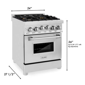 ZLINE 24" 2.8 cu. ft. Range with Gas Stove and Gas Oven in Stainless Steel with Brass Burners(RG-BR-24)