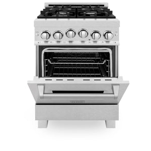 ZLINE 24" 2.8 cu. ft. Gas Oven and Gas Cooktop Range with Griddle in Fingerprint Resistant Stainless Steel (RGS-SN-GR-24)